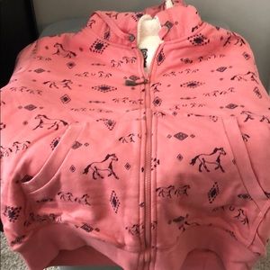 Sherpa lines zip front hoodie